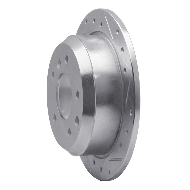 E-Line Drilled & Slotted Silver Brake Rotor, 1986-1989 Jaguar, Position: Rear Right