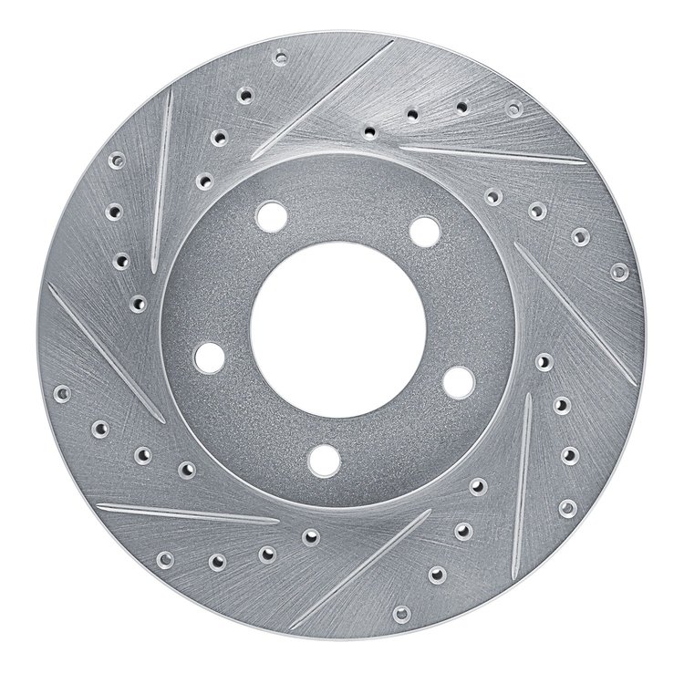 E-Line Drilled & Slotted Silver Brake Rotor, 1993-1994 Jaguar, Position: Front Left