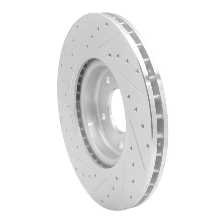 E-Line Drilled & Slotted Silver Brake Rotor, 1998-2006 Jaguar, Position: Front Right