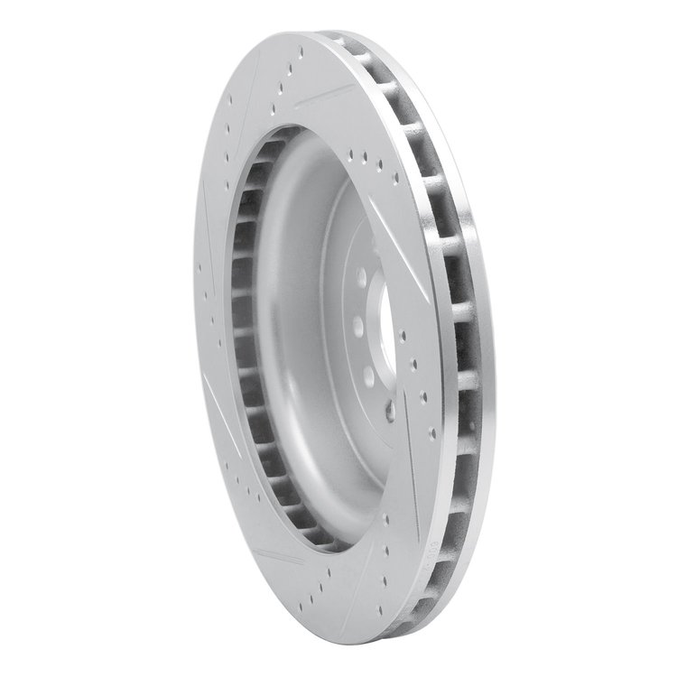 E-Line Drilled & Slotted Silver Brake Rotor, 2003-2005 Jaguar, Position: Front Right