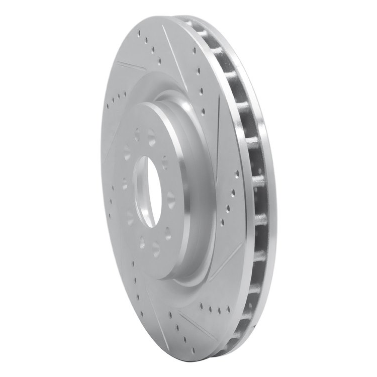 E-Line Drilled & Slotted Silver Brake Rotor, 2000-2006 Jaguar, Position: Front Right