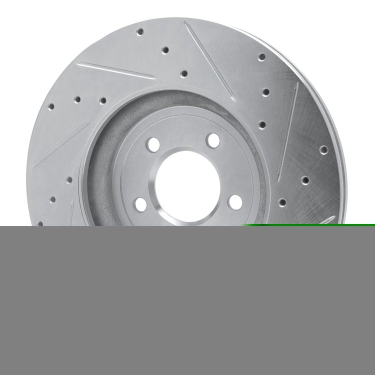 E-Line Drilled & Slotted Silver Brake Rotor, 2006-2010 Jaguar, Position: Front Left