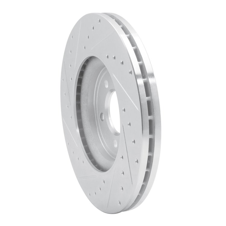 E-Line Drilled & Slotted Silver Brake Rotor, 2006-2010 Jaguar, Position: Front Right