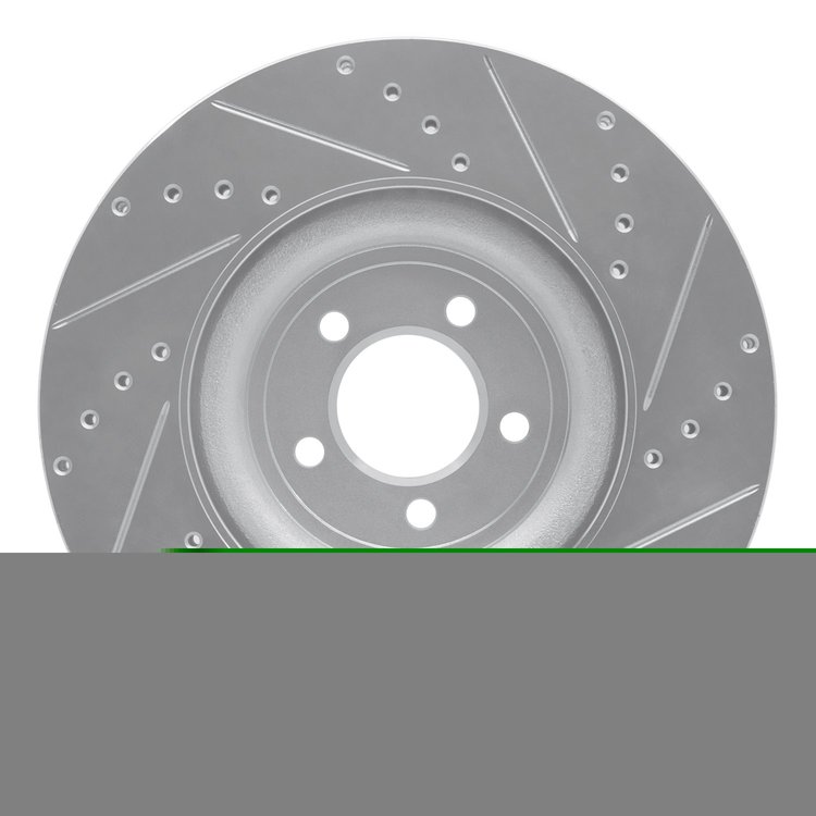 E-Line Drilled & Slotted Silver Brake Rotor, 2006-2021 Jaguar, Position: Front Left