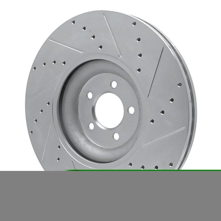 E-Line Drilled & Slotted Silver Brake Rotor, Fits Select Jaguar, Position: Front Left