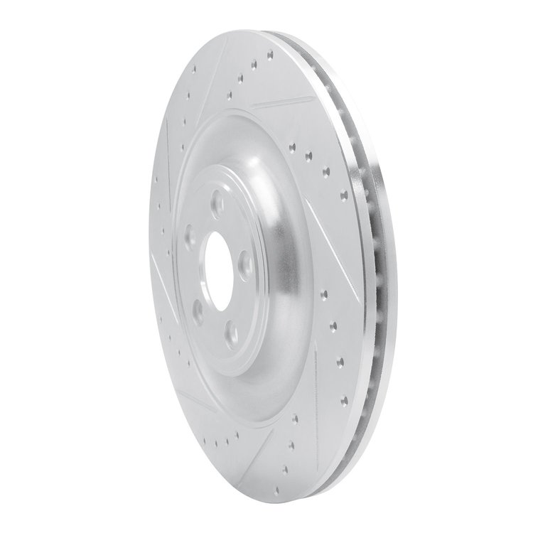 E-Line Drilled & Slotted Silver Brake Rotor, Fits Select Jaguar, Position: Rear Left