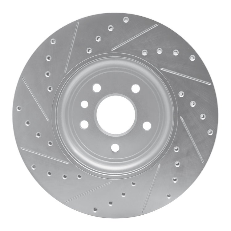 E-Line Drilled & Slotted Silver Brake Rotor, 2017-2020 Jaguar, Position: Front Right