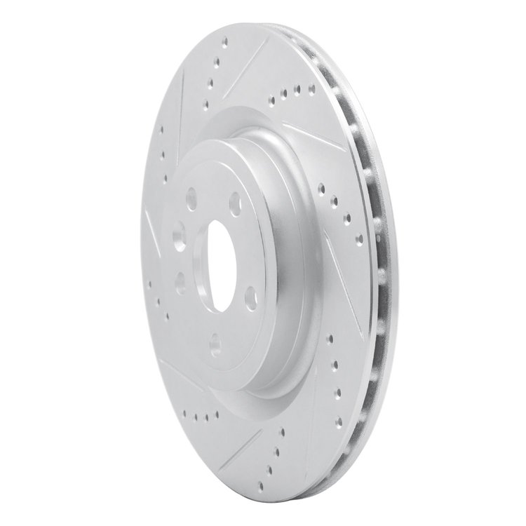 E-Line Drilled & Slotted Silver Brake Rotor, 2017-2020 Fits Multiple Makes/Models, Position: Rear Left