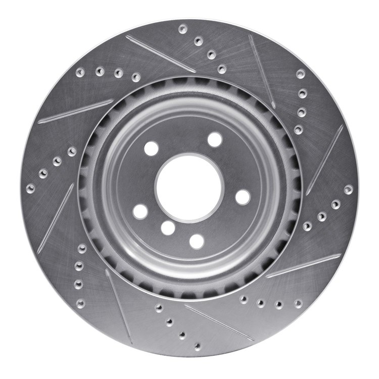 E-Line Drilled & Slotted Silver Brake Rotor, Fits Select Jaguar, Position: Rear Left