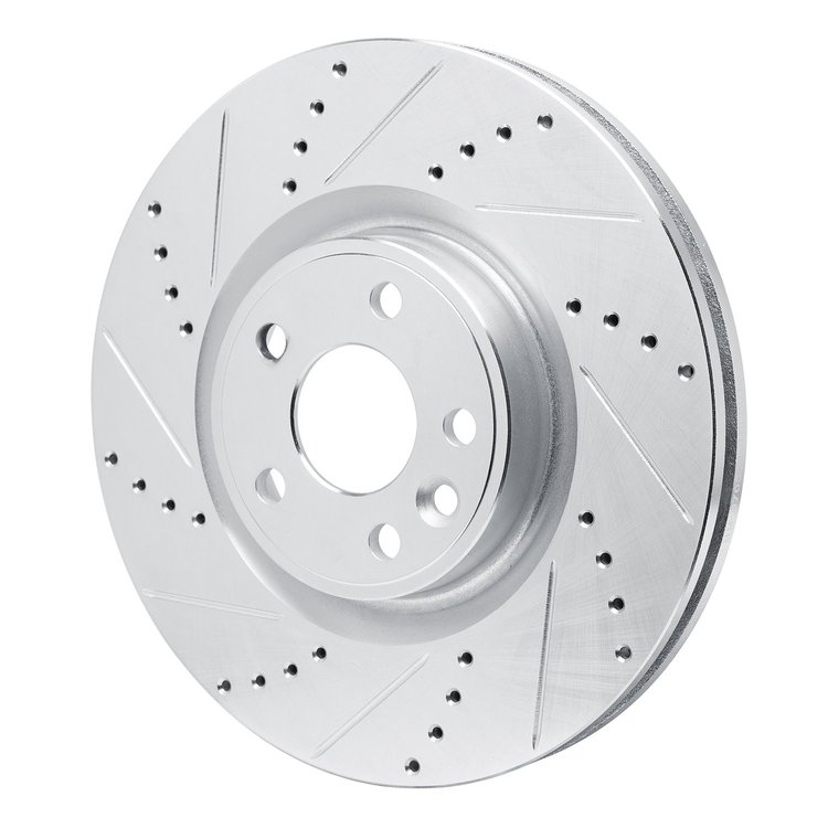 E-Line Drilled & Slotted Silver Brake Rotor, 2020-2020 Fits Multiple Makes/Models, Position: Front Left
