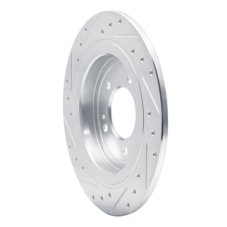 E-Line Drilled & Slotted Silver Brake Rotor, Fits Select Kia/Hyundai/Genesis, Position: Rear Right