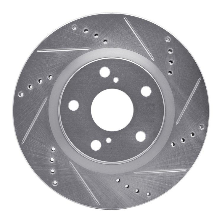 E-Line Drilled & Slotted Silver Brake Rotor, Fits Select Kia/Hyundai/Genesis, Position: Rear Right