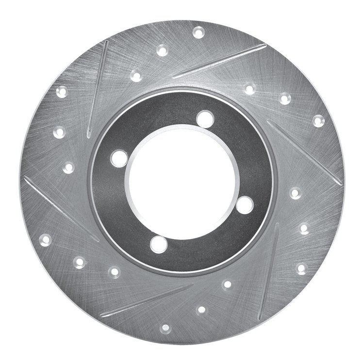 E-Line Drilled & Slotted Silver Brake Rotor, 1967-1974 Opel, Position: Front Left