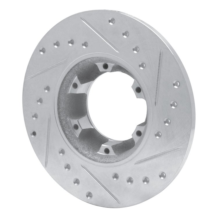 E-Line Drilled & Slotted Silver Brake Rotor, 1971-1983 Renault, Position: Front Left, Rear Left