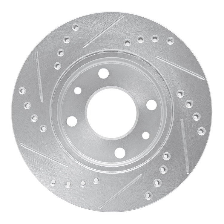 E-Line Drilled & Slotted Silver Brake Rotor, 1983-1985 Renault, Position: Front Right