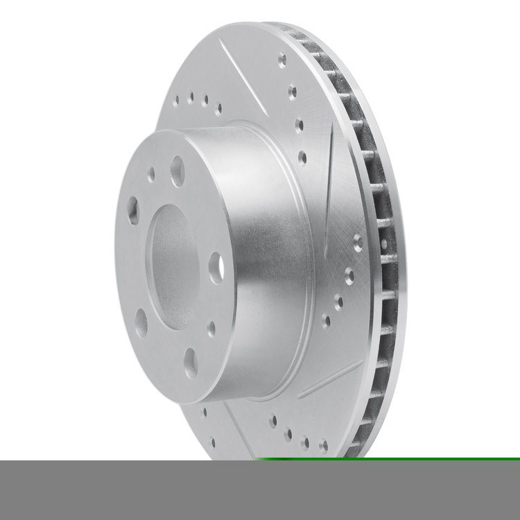 E-Line Drilled & Slotted Silver Brake Rotor, 1976-1993 Volvo, Position: Front Right