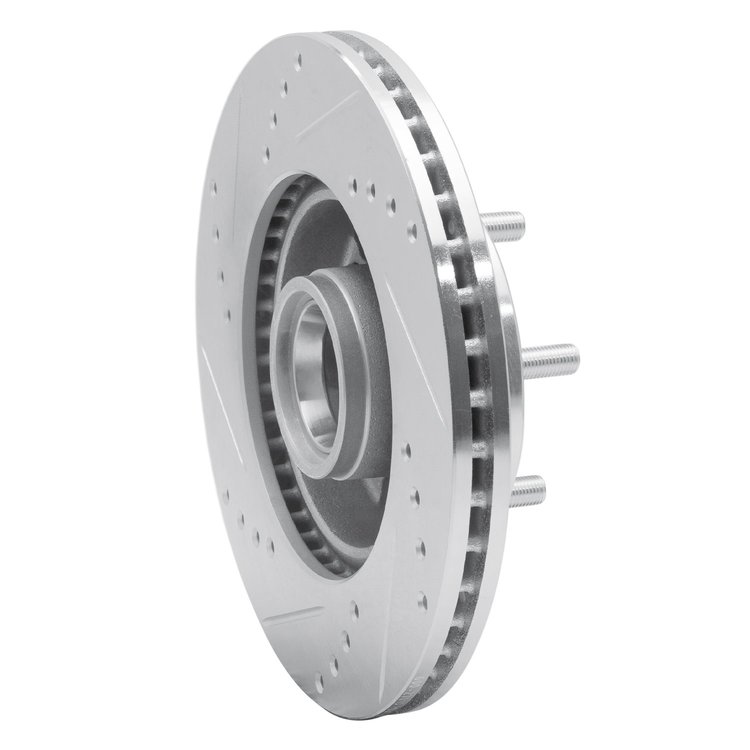 E-Line Drilled & Slotted Silver Brake Rotor, 1982-1987 Volvo, Position: Front Right
