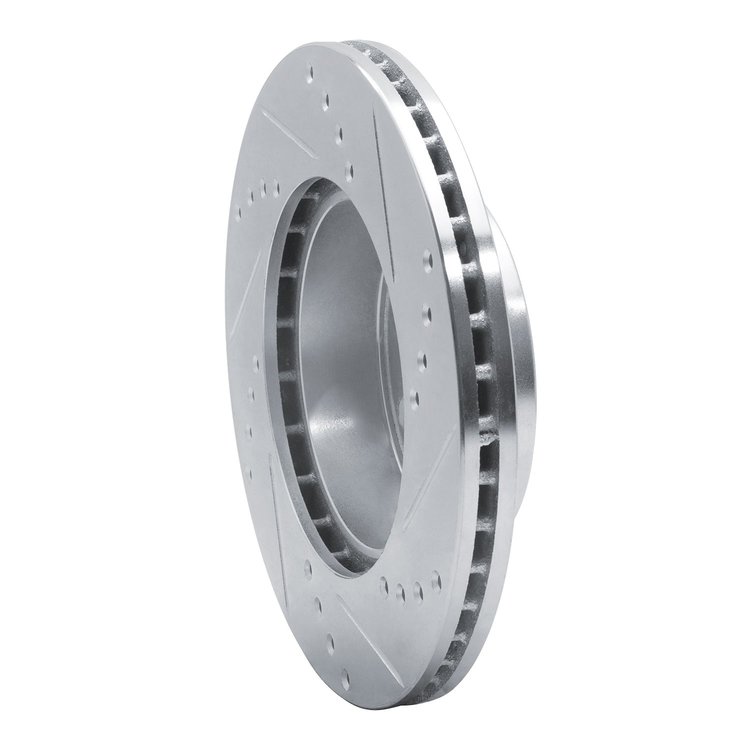 E-Line Drilled & Slotted Silver Brake Rotor, 1982-1990 Volvo, Position: Front Left