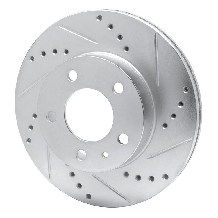 E-Line Drilled & Slotted Silver Brake Rotor, 1982-1990 Volvo, Position: Front Right