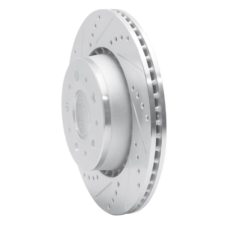 E-Line Drilled & Slotted Silver Brake Rotor, 1982-1992 Volvo, Position: Front Left