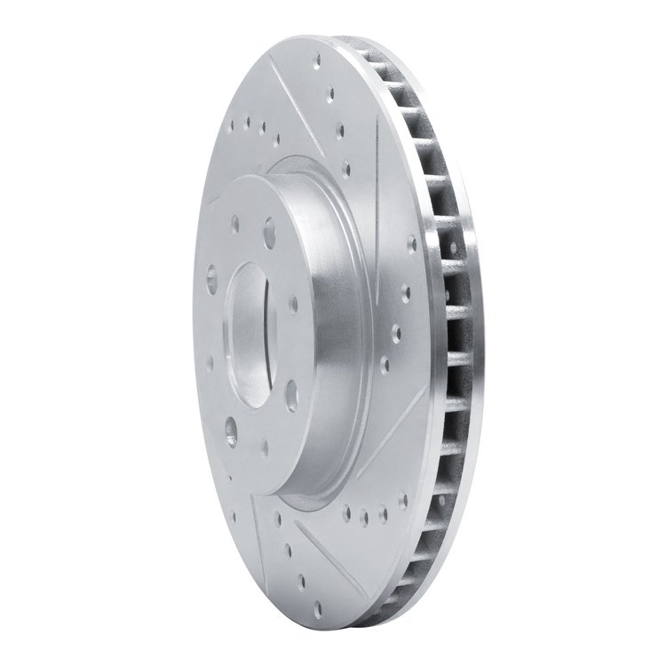 E-Line Drilled & Slotted Silver Brake Rotor, 1993-1995 Volvo, Position: Front Right