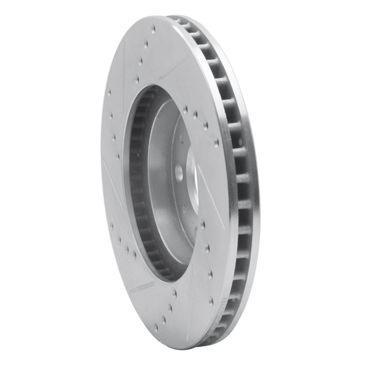 E-Line Drilled & Slotted Silver Brake Rotor, 1995-2004 Volvo, Position: Front Right