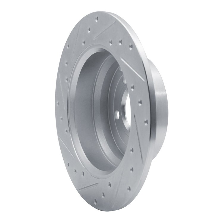 E-Line Drilled & Slotted Silver Brake Rotor, 1996-2004 Volvo, Position: Rear Right