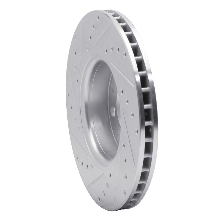 E-Line Drilled & Slotted Silver Brake Rotor, 1999-2009 Volvo, Position: Front Right