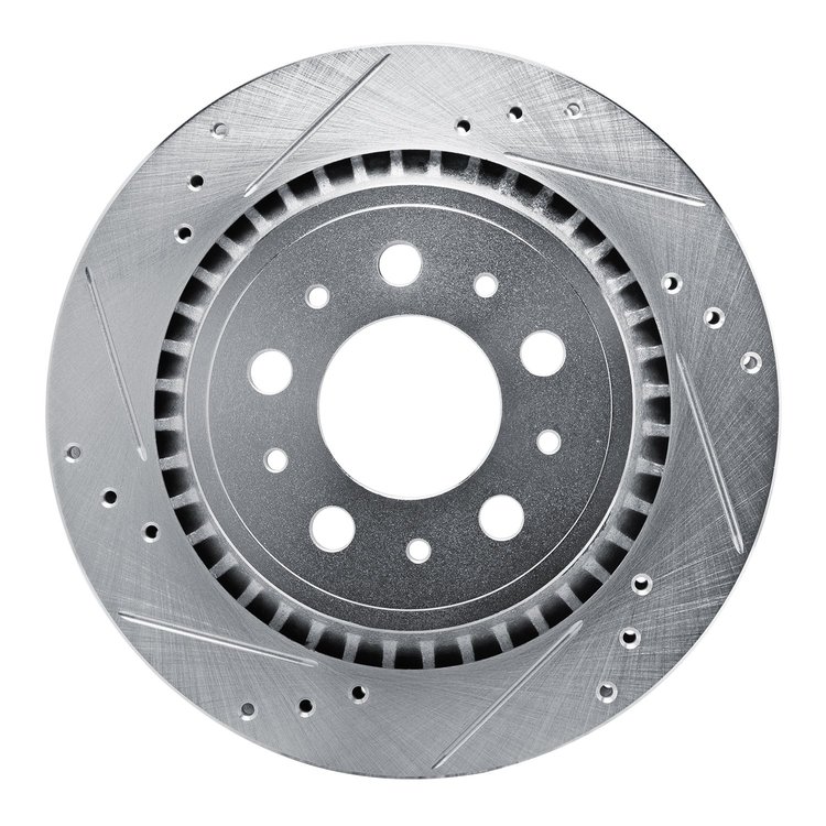E-Line Drilled & Slotted Silver Brake Rotor, 2000-2000 Volvo, Position: Rear Left