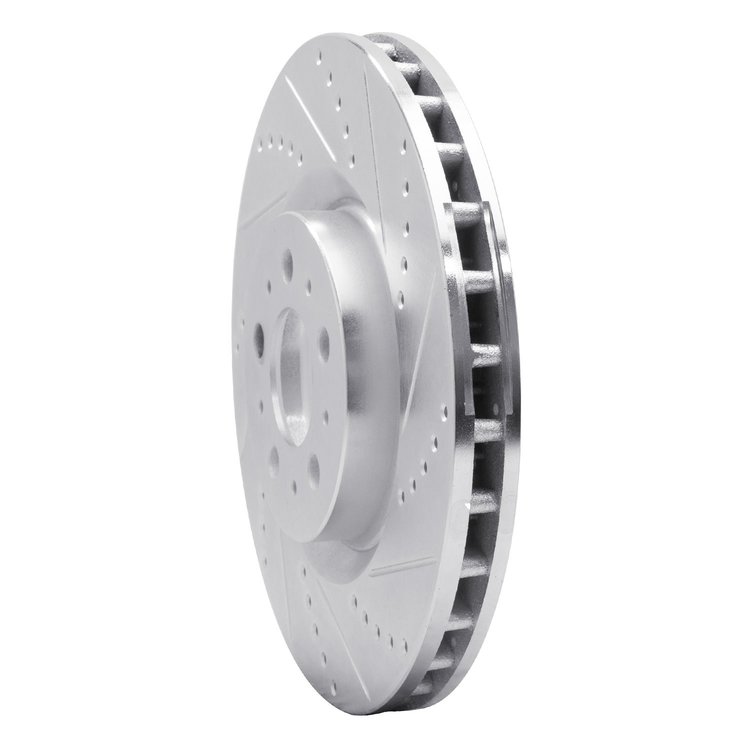 E-Line Drilled & Slotted Silver Brake Rotor, 2004-2007 Volvo, Position: Front Right