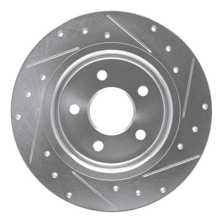 E-Line Drilled & Slotted Silver Brake Rotor, 2004-2013 Volvo, Position: Rear Left