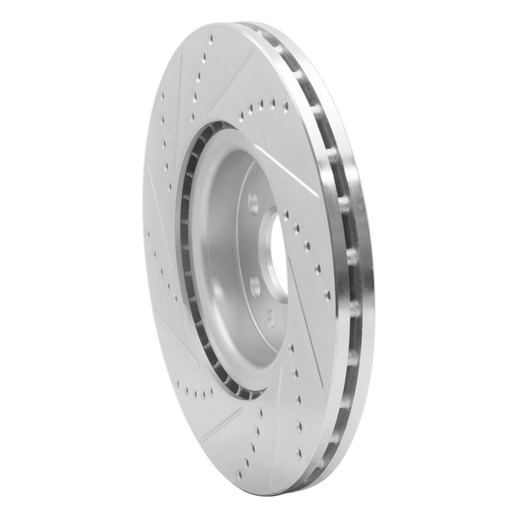 E-Line Drilled & Slotted Silver Brake Rotor, 2007-2016 Volvo, Position: Front Right