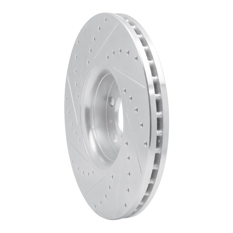 E-Line Drilled & Slotted Silver Brake Rotor, 2003-2014 Volvo, Position: Front Right