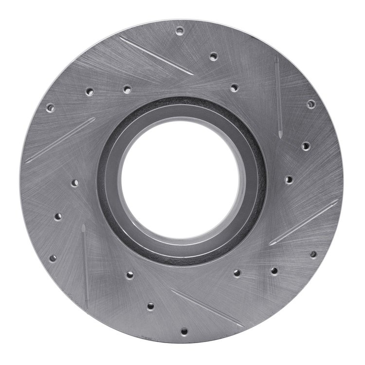 E-Line Drilled & Slotted Silver Brake Rotor, 1994-2010 UD, Position: Front Left