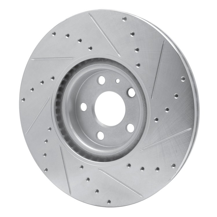 E-Line Drilled & Slotted Silver Brake Rotor, Fits Select Fits Multiple Makes/Models, Position: Front Left