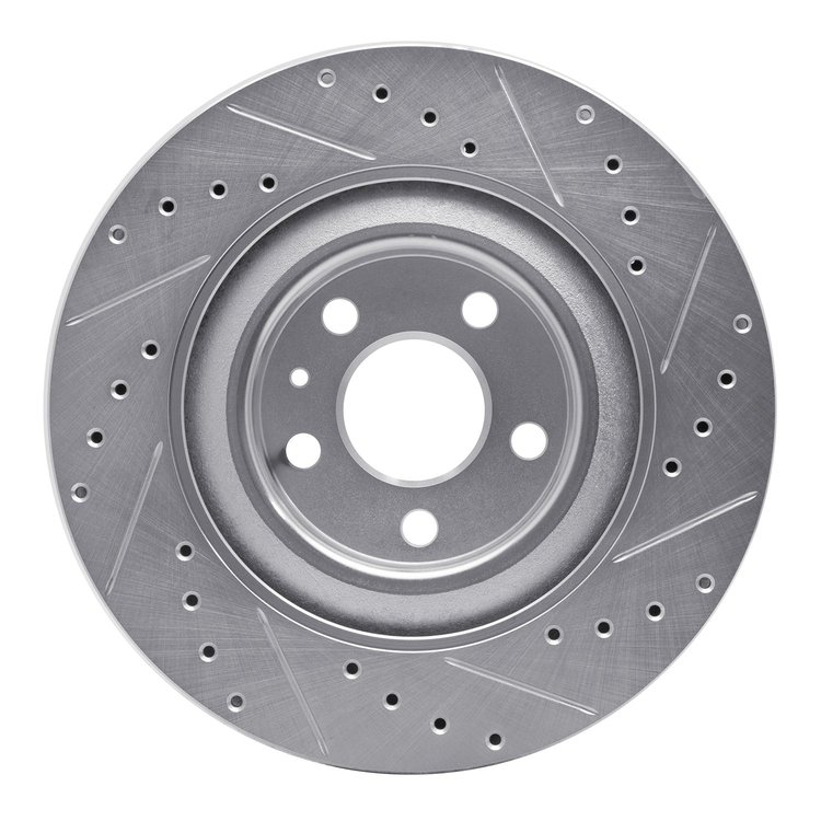 E-Line Drilled & Slotted Silver Brake Rotor, Fits Select Volvo, Position: Rear Left