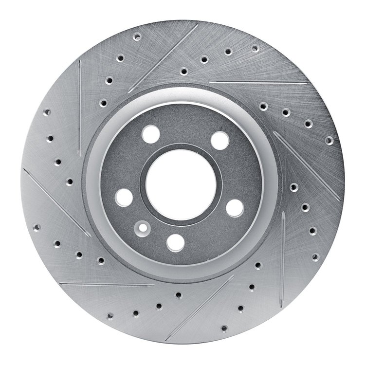 E-Line Drilled & Slotted Silver Brake Rotor, Fits Select Volvo, Position: Front Left