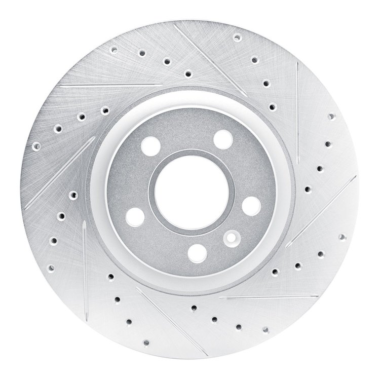E-Line Drilled & Slotted Silver Brake Rotor, Fits Select Volvo, Position: Front Right