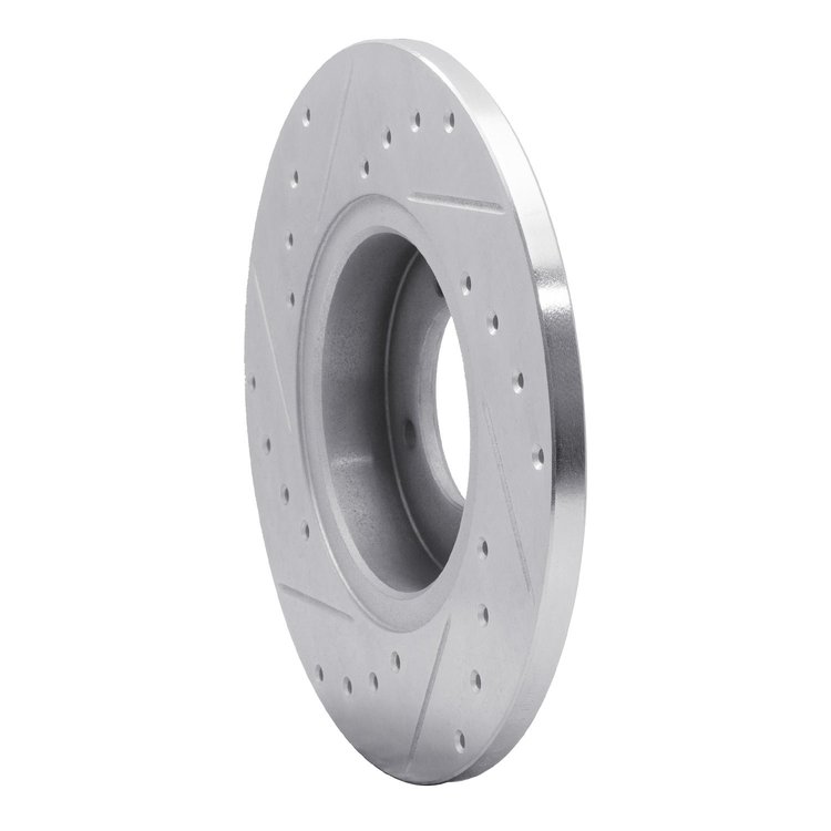 E-Line Drilled & Slotted Silver Brake Rotor, 1969-1989 Peugeot, Position: Front Right
