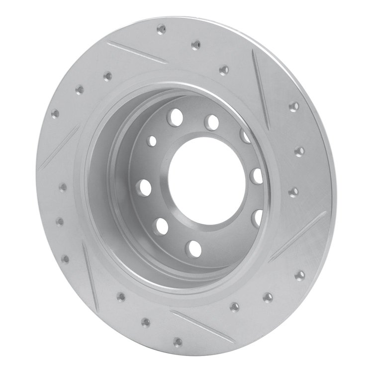 E-Line Drilled & Slotted Silver Brake Rotor, 1969-1981 BMW, Position: Rear Left