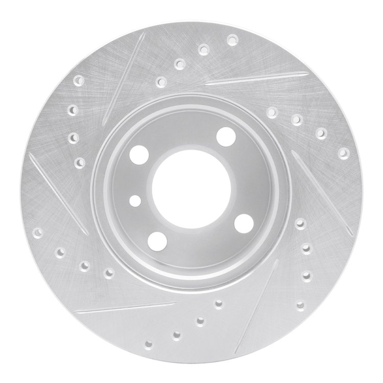 E-Line Drilled & Slotted Silver Brake Rotor, 1976-1977 BMW, Position: Front Right
