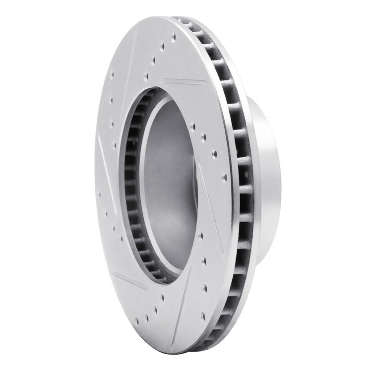 E-Line Drilled & Slotted Silver Brake Rotor, 1982-1986 BMW, Position: Front Right