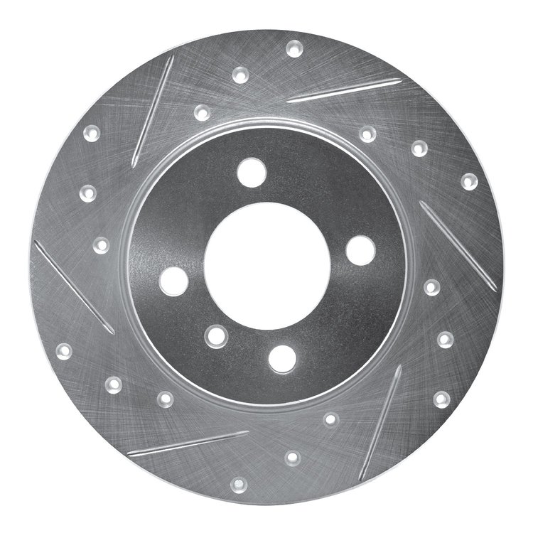 E-Line Drilled & Slotted Silver Brake Rotor, 1984-1985 BMW, Position: Front Left