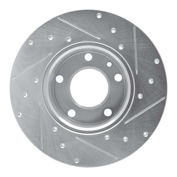E-Line Drilled & Slotted Silver Brake Rotor, 1976-1976 BMW, Position: Front Left