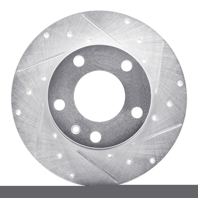 E-Line Drilled & Slotted Silver Brake Rotor, 1976-1976 BMW, Position: Front Right