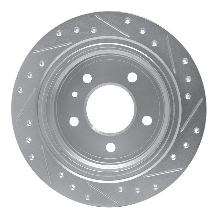 E-Line Drilled & Slotted Silver Brake Rotor, 1982-1989 BMW, Position: Rear Left