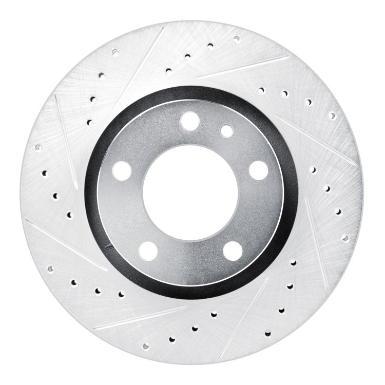 E-Line Drilled & Slotted Silver Brake Rotor, 1987-1988 BMW, Position: Front Left