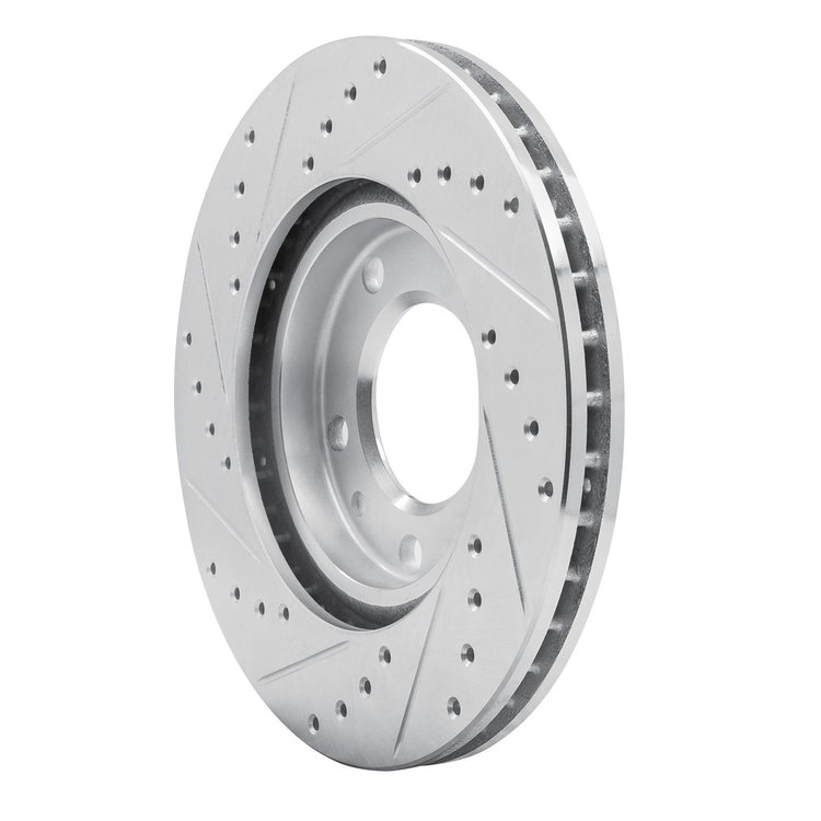 E-Line Drilled & Slotted Silver Brake Rotor, 1988-1991 BMW, Position: Front Right