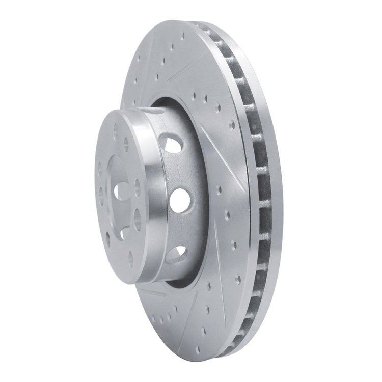E-Line Drilled & Slotted Silver Brake Rotor, 1991-1993 BMW, Position: Front Left