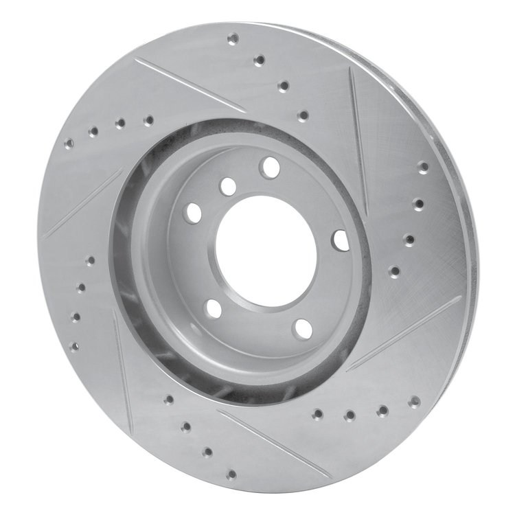 E-Line Drilled & Slotted Silver Brake Rotor, 1995-2002 BMW, Position: Right Front